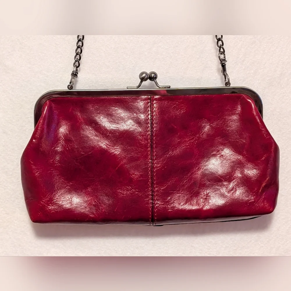 Patricia Nash Deep Red Leather Purse Handbag Like NEW Clutch Bag Chain Retro - Picture 1 of 4